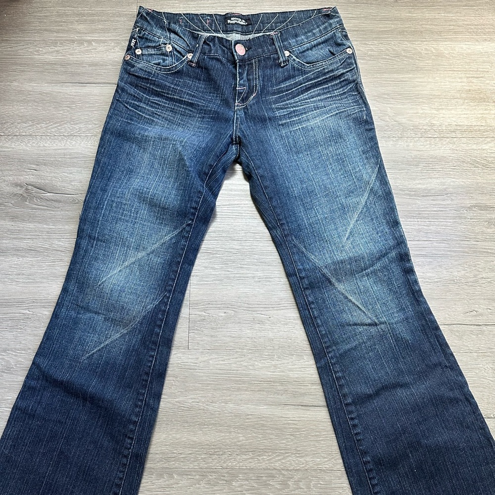 Rock & Republic Blue Flare Wide Leg Jeans
